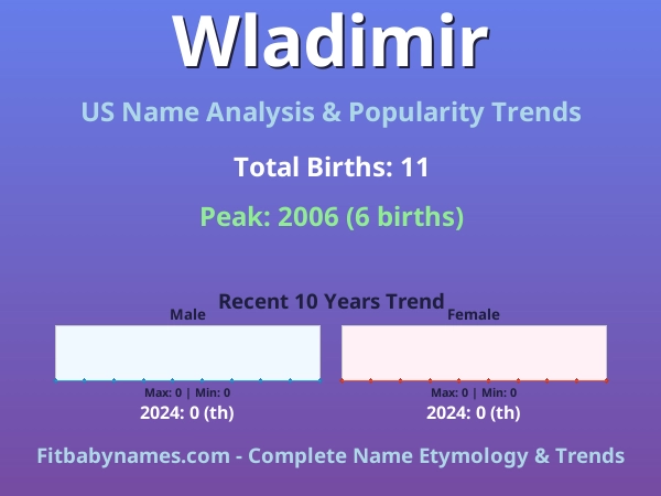 Infographic: Wladimir name meaning, origin, and popularity trends in the United States (US baby name analysis chart)