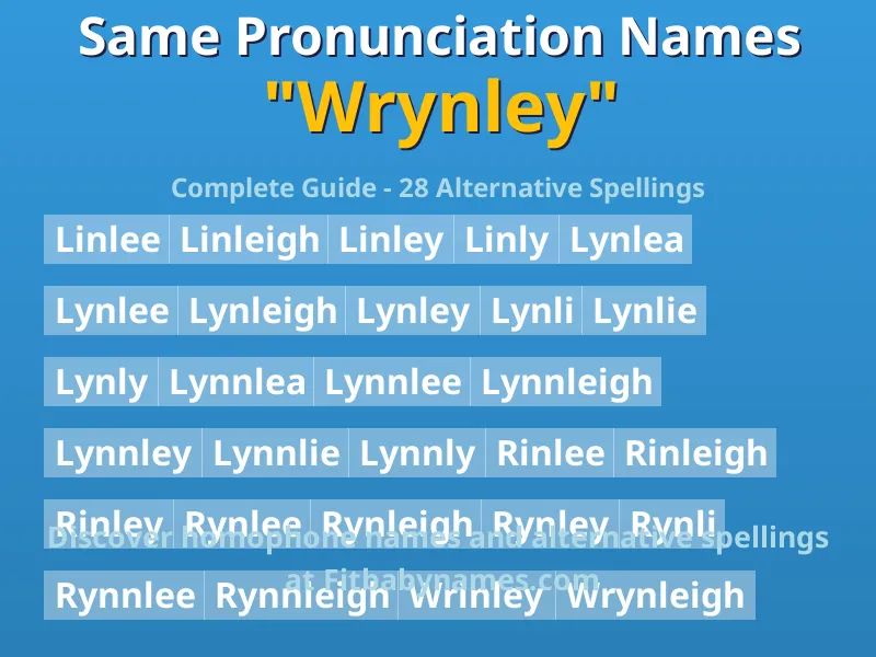 Infographic: Wrynley same pronunciation names, similar names, and homophone names