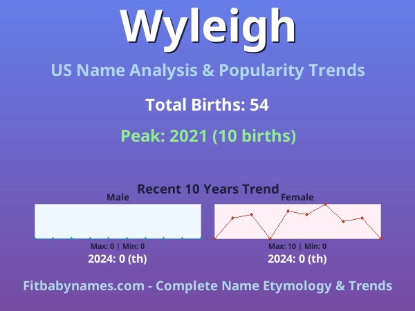 Infographic: Wyleigh name meaning, origin, and popularity trends in the United States (US baby name analysis chart)