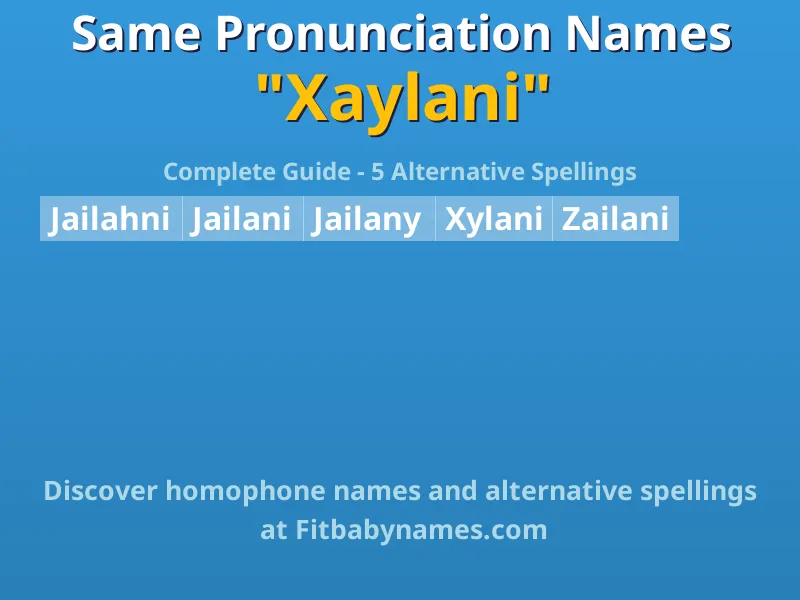 Infographic: Xaylani same pronunciation names, similar names, and homophone names