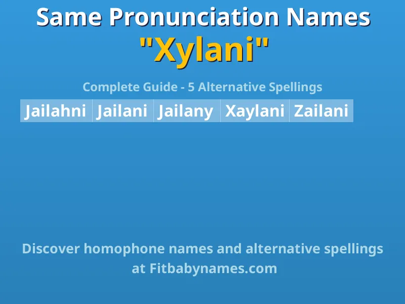 Infographic: Xylani same pronunciation names, similar names, and homophone names