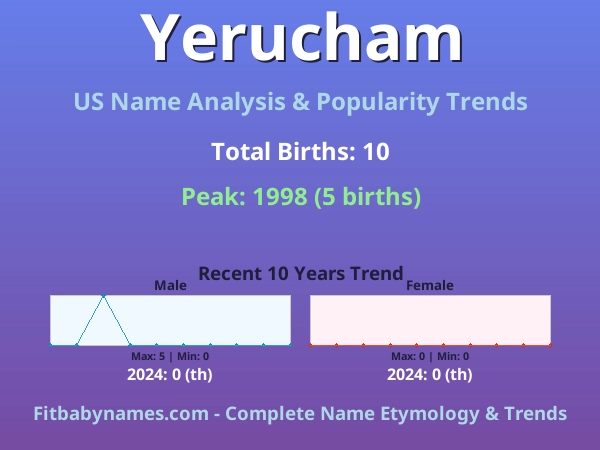 Infographic: Yerucham name meaning, origin, and popularity trends in the United States (US baby name analysis chart)