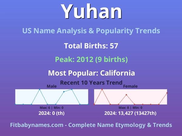 Infographic: Yuhan name meaning, origin, and popularity trends in the United States (US baby name analysis chart)