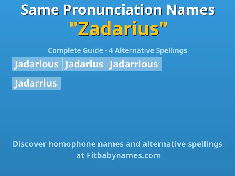 Infographic: Zadarius same pronunciation names, similar names, and homophone names