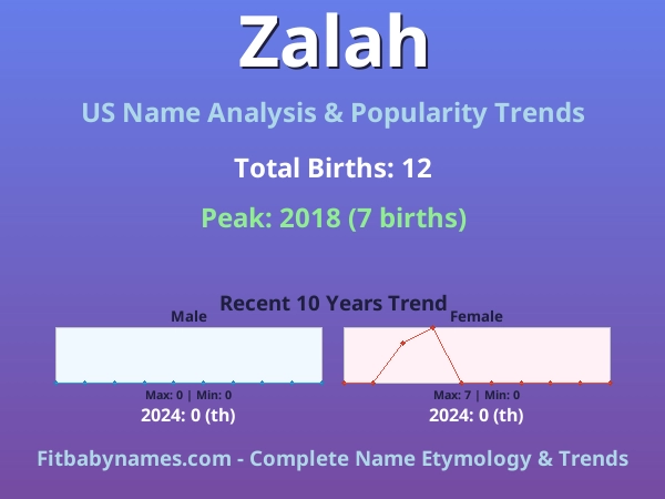 Infographic: Zalah name meaning, origin, and popularity trends in the United States (US baby name analysis chart)