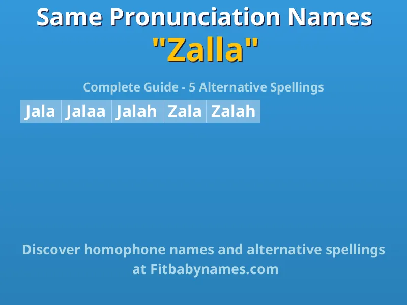 Infographic: Zalla same pronunciation names, similar names, and homophone names