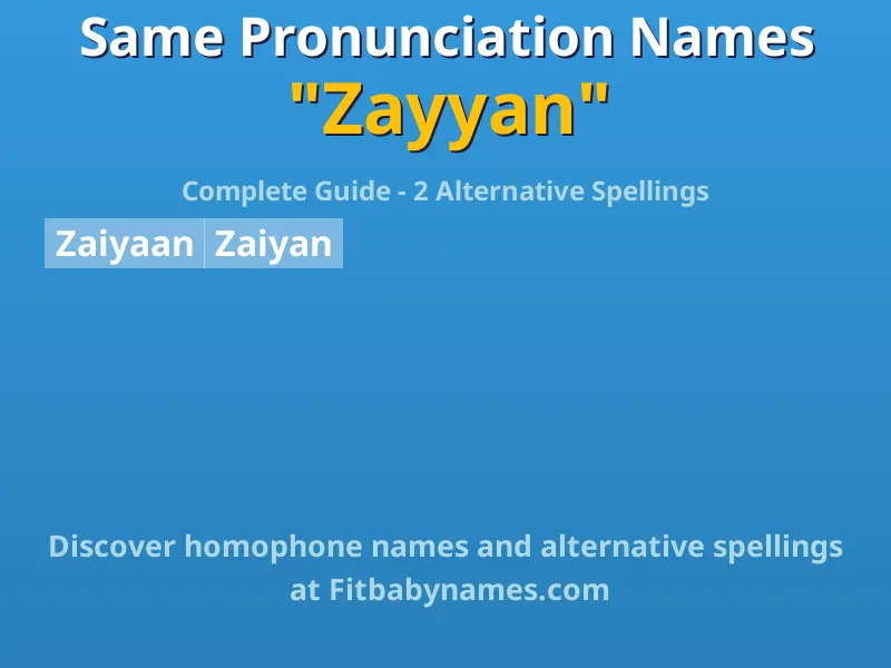 Infographic: Zayyan same pronunciation names, similar names, and homophone names