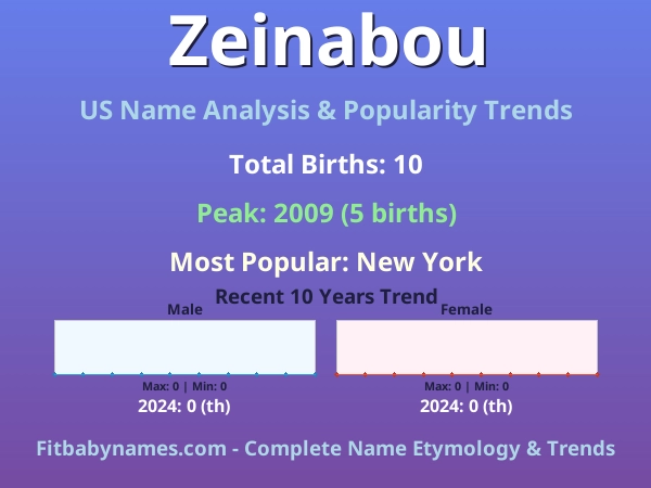 Infographic: Zeinabou name meaning, origin, and popularity trends in the United States (US baby name analysis chart)