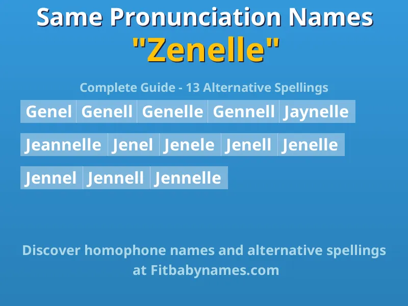 Infographic: Zenelle same pronunciation names, similar names, and homophone names