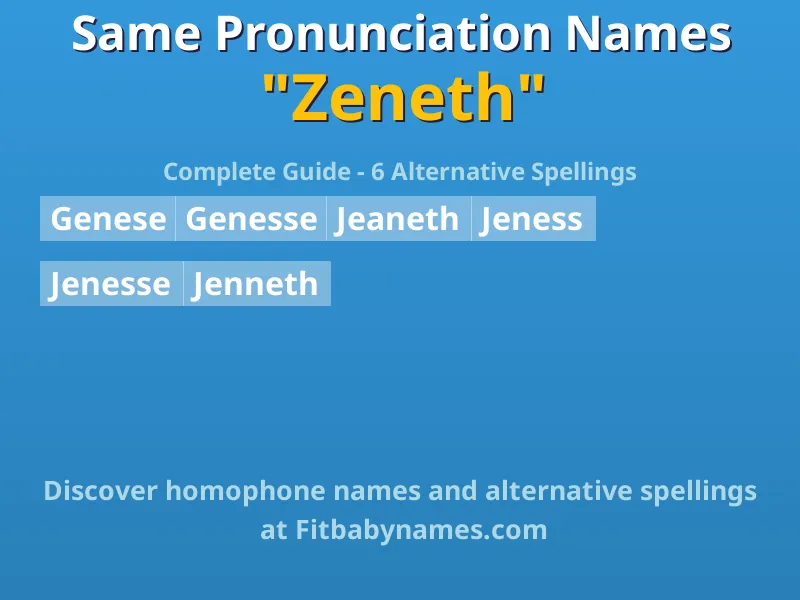 Infographic: Zeneth same pronunciation names, similar names, and homophone names