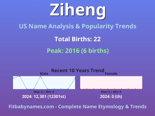 Infographic: Ziheng name meaning, origin, and popularity trends in the United States (US baby name analysis chart)