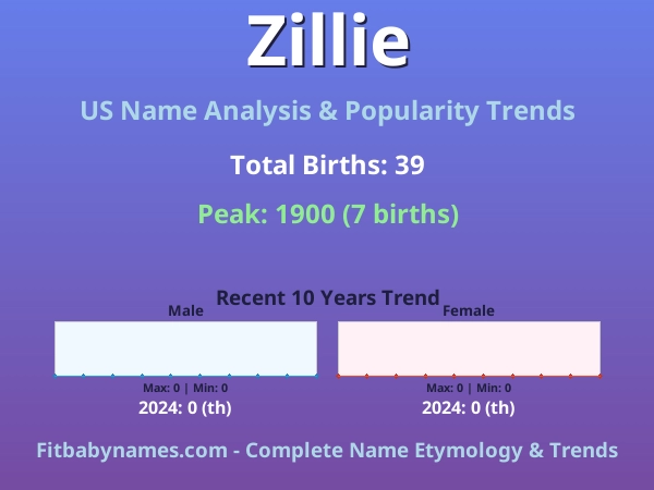 Infographic: Zillie name meaning, origin, and popularity trends in the United States (US baby name analysis chart)