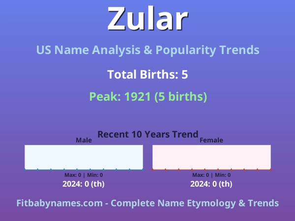 Infographic: Zular name meaning, origin, and popularity trends in the United States (US baby name analysis chart)