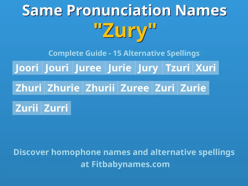 Infographic: Zury same pronunciation names, similar names, and homophone names
