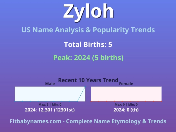 Infographic: Zyloh name meaning, origin, and popularity trends in the United States (US baby name analysis chart)